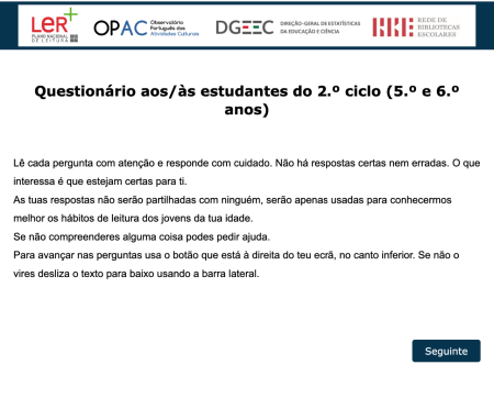 Inquérito às Práticas de Leitura dos Alunos dos Ensinos Básico e Secundário